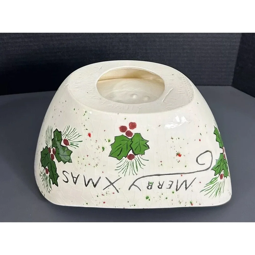 Merry X-mas Bowl Red Green‎ Sprinkles 1990 OOAK Christmas Holiday popcorn
